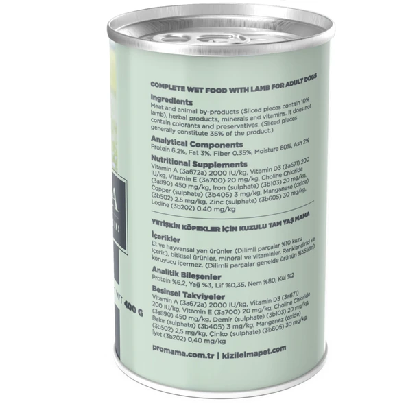 Promama Cynergy Kuzu Etli Yaş Konserve Yetişkin Köpek Maması 400 GR 36'lı Koli - Resim 8