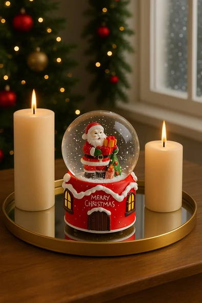 Müzikli Pilli Noel Babalı Sulu Kar Küresi ürün görseli