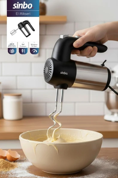 SMX-2774 El Mikseri – 200 W, 5 Kademe Hız  SİYAH ürün görseli