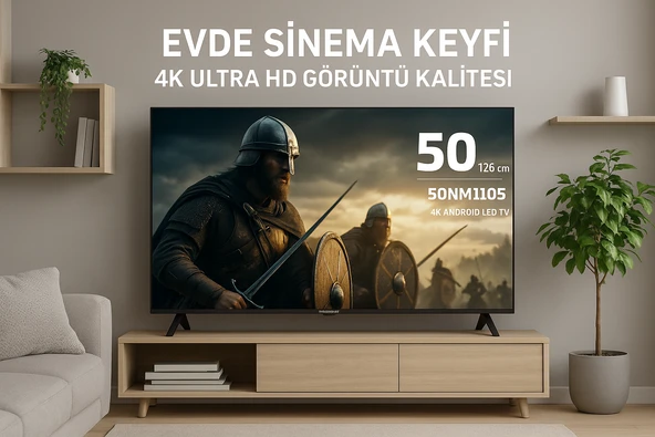 NORDMENDE 50NM1105 Frameless 4K Ultra HD 50" 127 Ekran Uydu Alıcılı Android Smart LED TV - Resim 2