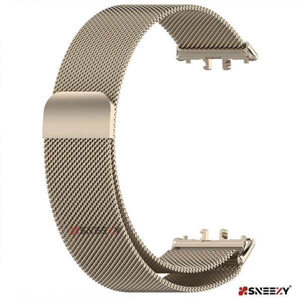 Sneezy Samsung Galaxy Fit 3 İle Uyumlu Woven Wire Tasarım Metal Hasır Kordon  Starlight - Resim 5