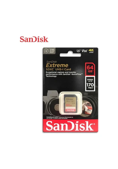 Sandisk Extreme SDSDXV2-064G-GNCIN 64 GB 70MB/s SD Hafıza Kartı - Resim 2