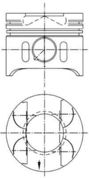 Mercedes Piston Std. (mp_m111 E20.940/941/942 89,90mm Enjektorlu, Katalızatorlu) W202 94>00 W124 93>95 S124 8 - Goetze 87-70454std ürün görseli