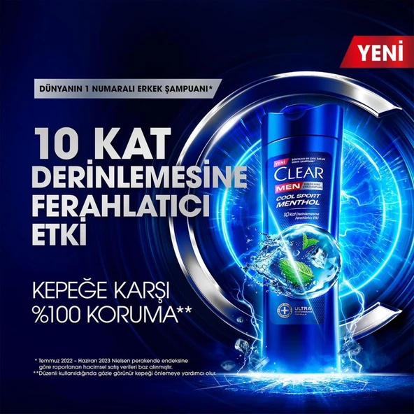 Men Kepeğe Karşı Etkili Şampuan Cool Sport Menthol 350 ml - Resim 3