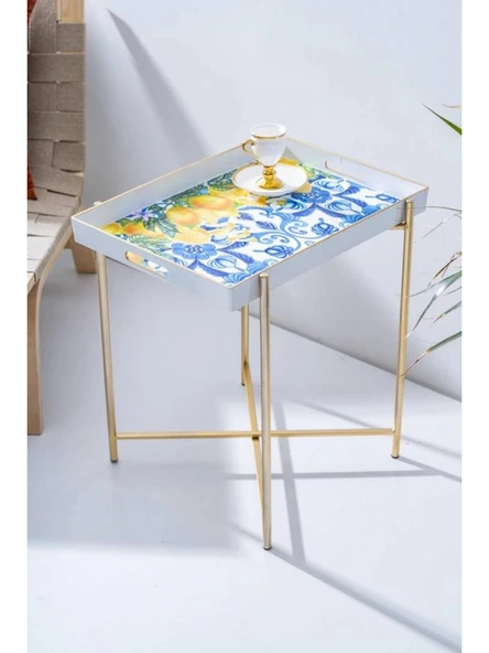 Acar FLK7981 Desenli Çıkarılabilir Tepsili Sehpa ürün görseli 1