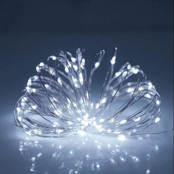 Ev Balkon ve Parti İçin 10 Metre Beyaz Kumandalı Usb Peri Led 8 Modlu Animasyonlu Yılbaşı Süsü Işık - Resim 5