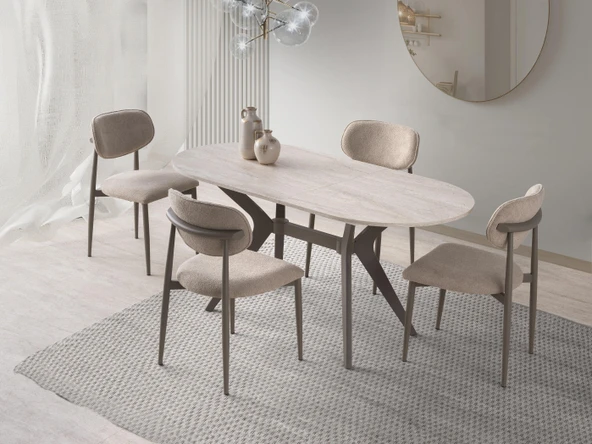 Star Polo Travertan Cappucino Mutfak Masa Sandalye Takımı 82x138 ürün görseli