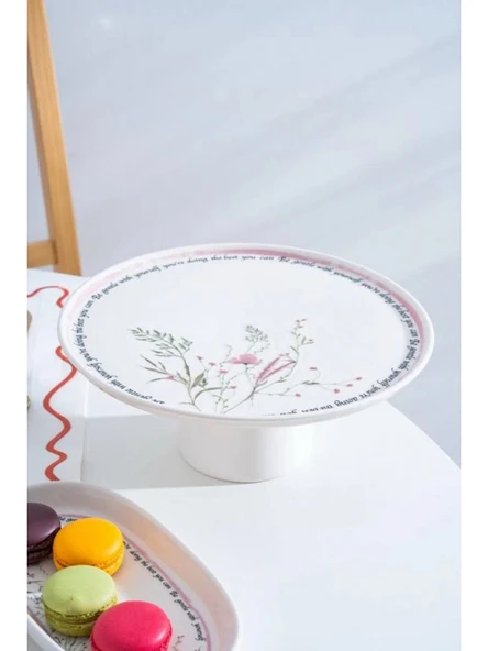 Acar HCA9088 Laila Desenli Ayaklı Seramik Sunum Tabağı 26 cm ürün görseli