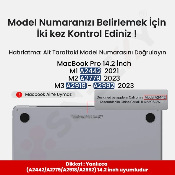 MacBook Pro 14.2 İnç Kılıf M1-M2-M3 A2442-A2779-A2992 için Dayanıklı Koruyucu Mat Plastik Sert Kılıf  Şeffaf - Resim 3