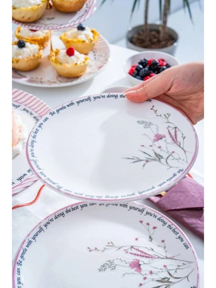 Acar HCA9085 Laila Desenli Seramik Pasta Tabağı 19 cm 6'lı ürün görseli 1