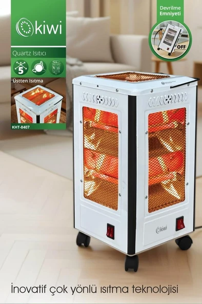 Kiwi KHT-8407 Quartz Isıtıcı 5 Yönlü Isıtma & Enerji Tasarruflu Kuvars Tüp & Taşınabilir Tasarım ürün görseli