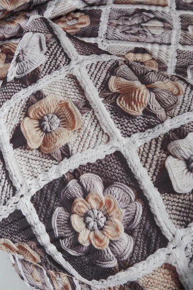 Gülce Ultrasonik Kapitoneli 5D Baskılı Çift Kişilik Yatak Örtüsü - Resim 6