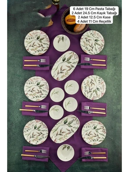 Cooker CKR4259 Yaprak Desenli Beyaz Porselen Kahvaltı Seti 14 Parça ürün görseli 1