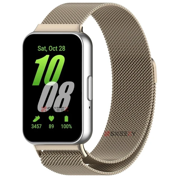 Sneezy Samsung Galaxy Fit 3 İle Uyumlu Woven Wire Tasarım Metal Hasır Kordon  Starlight ürün görseli