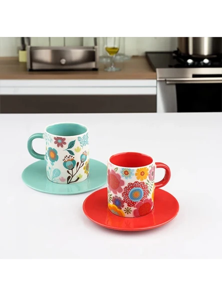 Kosova EKS03 Renkli Porselen Kahve Seti 2'li ürün görseli 1