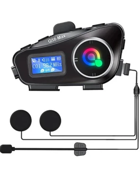 Q58 Max Wireless Intercom Akıllı Motosiklet Kask Kulaklığı (500 Metreye Kadar Etkili) - Resim 2