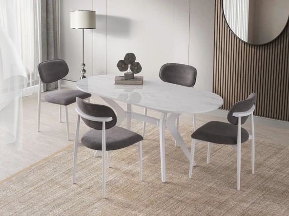 Star Polo Siyah Mermer Mutfak Masa Sandalye Takımı 82x138 ürün görseli 1