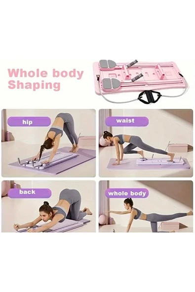 Pilates Tahtası Seti Reformer Etkili Çok Amaçlı Direnç Lastikli Diz Minderli Ev Tipi Pilates Aleti - Resim 4