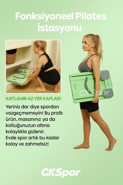 Pilates Tahtası Seti Reformer Etkili Çok Amaçlı Direnç Lastikli Diz Minderli Ev Tipi Pilates Aleti - Resim 10