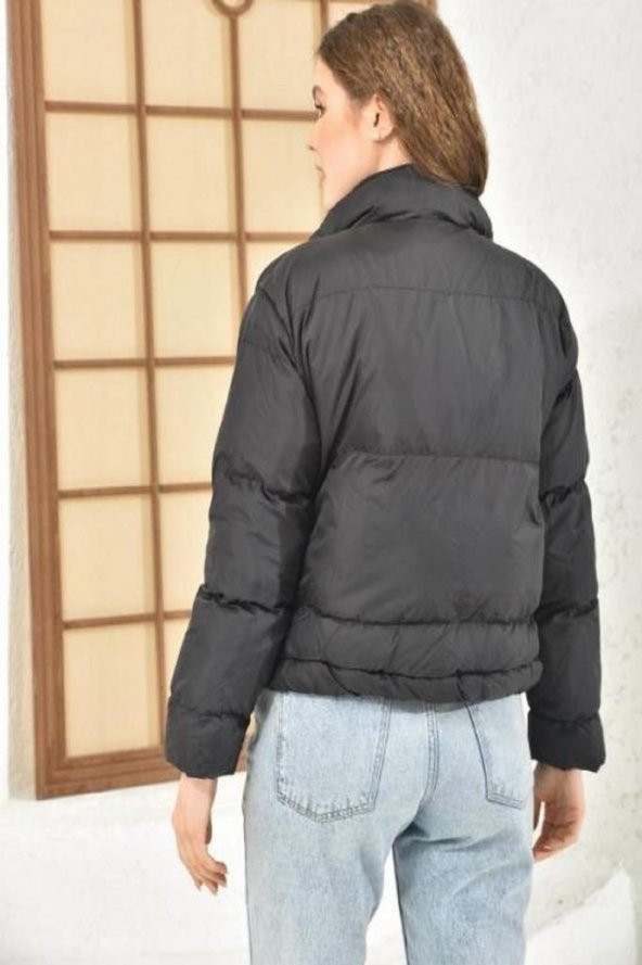 Şişme Siyah Kadın Mont - 5