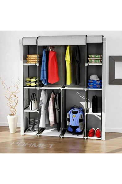 Teknor Metal Profil Çift Raf Çift Askılık Lüks Bez ürün görseli