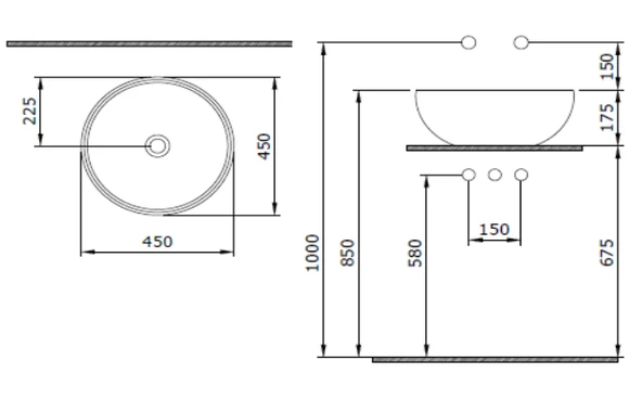 Bocchi Venezia 45 cm Çanak Lavabo Mat Somon 1119-032-0125 - Resim 2