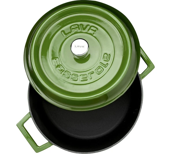 Lava Trendy Yuvarlak Yeşil 24 cm Derin Döküm Tencere - Resim 3