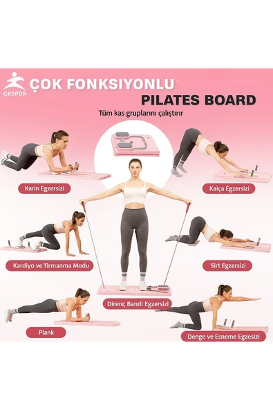 Pilates Tahtası Seti Reformer Etkili Çok Amaçlı Direnç Lastikli Diz Minderli Ev Tipi Pilates Aleti - Resim 8