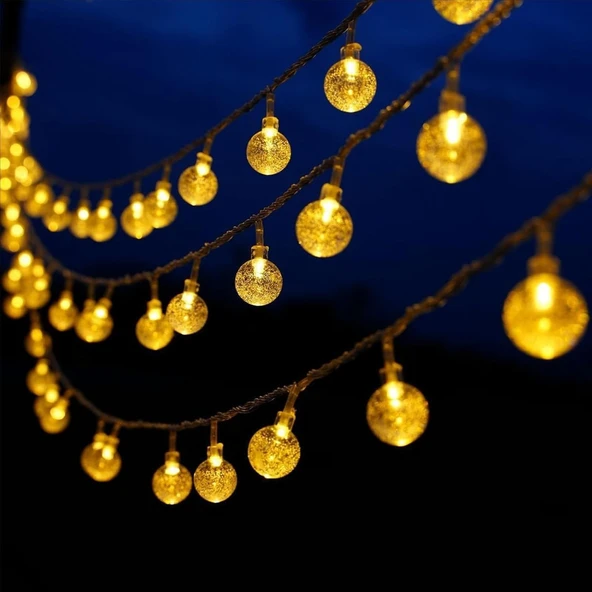 5 m 28 LED Kristal Top Gün Işığı  Şeffaf Kablo Fişli Eklemeli - Resim 2