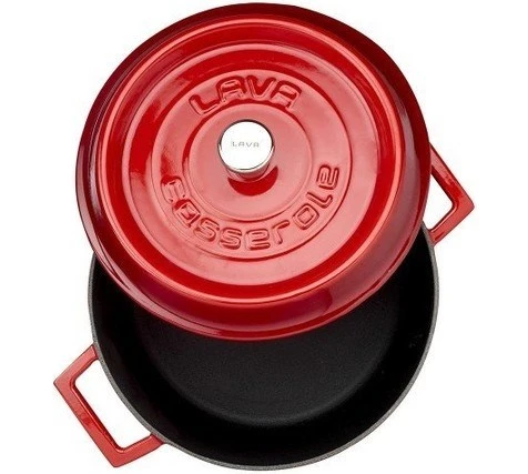 Lava Trendy Yuvarlak Kırmızı 24 cm Derin Döküm Tencere - Resim 3