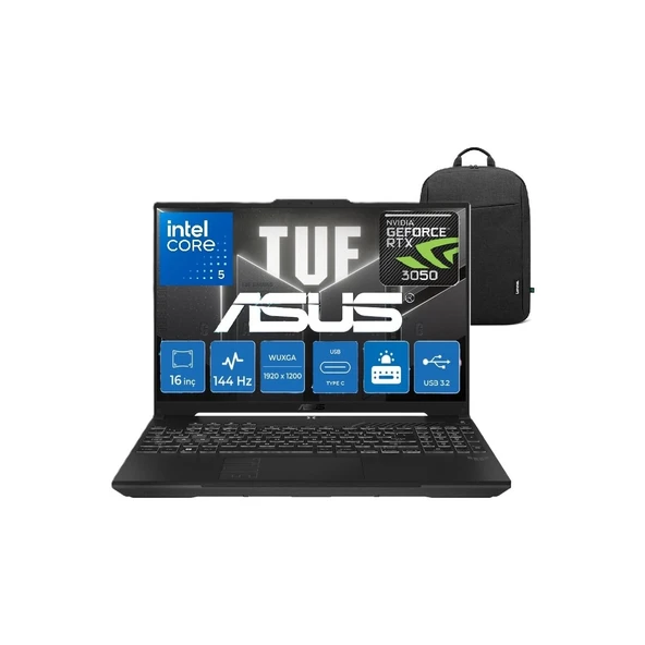Tuf Gaming F16 FX607VJ Intel Core 5 210H 32GB 1tb SSD RTX3050 Windows 11 Pro 16" Wuxga Taşınabilir Bilgisayar Snertech Çanta ürün görseli