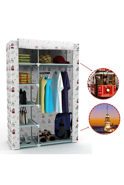 Tek Yandan Raflı Plastik Bez Dolap - İstanbul+ ürün görseli