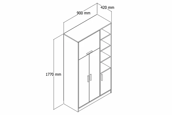 LENDA Selvi 4 Kapaklı Rflı Gardırop - Beyaz / Barok - 4