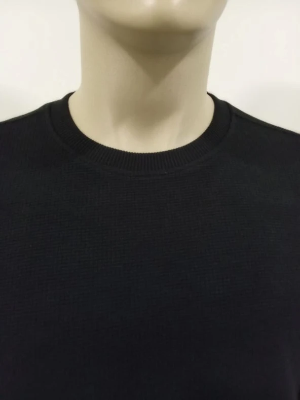 Erkek Yuvarlak Yaka Basic Waffle Kazak - Resim 2