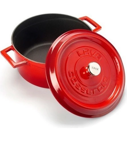 Lava Trendy Yuvarlak Kırmızı 24 cm Derin Döküm Tencere - Resim 2