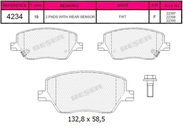Fiat On Fren Balatası Fiat Egea 1.3 / 1.4 / 1.6d Multıjet 15> - Grap 94234 ürün görseli 1