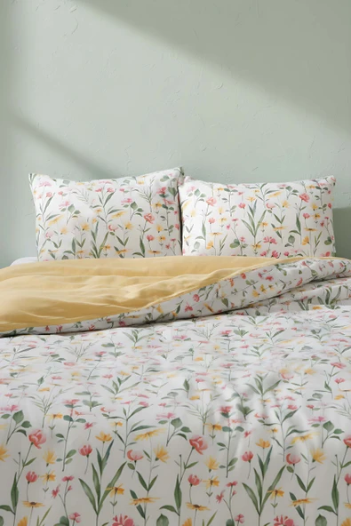 Botanical Çift Kişilik Naturel İpeksi Nevresim Takımı - Resim 3