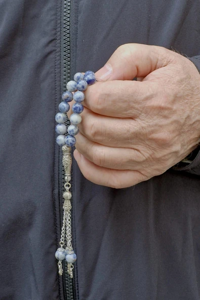 Doğal Taş Mavi Kuvars Tesbih 8mm Küre Kesim 221-3 - Resim 5