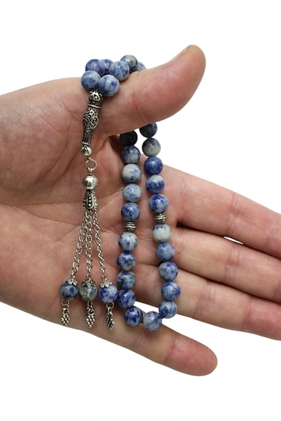 Doğal Taş Mavi Kuvars Tesbih 8mm Küre Kesim 221-3 - Resim 2