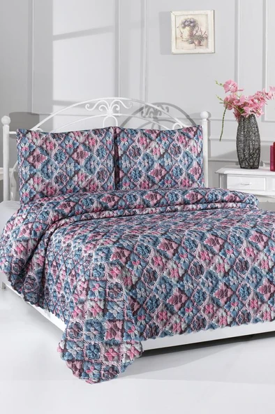 Mirave Ultrasonik Kapitoneli 5D Baskılı Çift Kişilik Pike Takımı ürün görseli