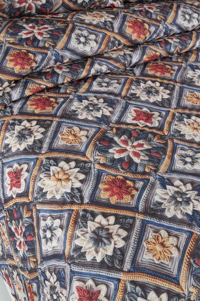 Floria Ultrasonik Kapitoneli 5D Baskılı Çift Kişilik Pike Takımı - Resim 3