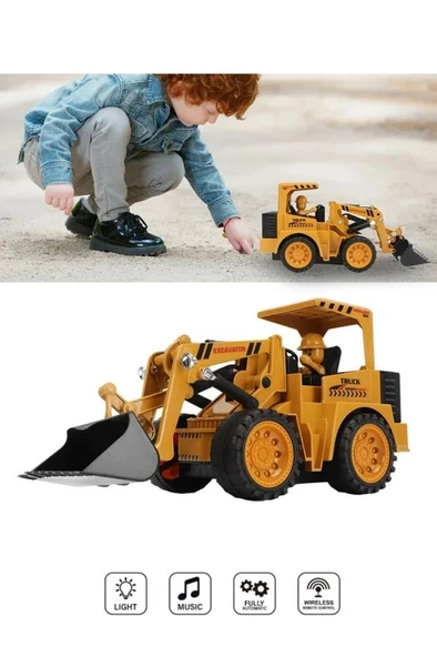 Şarjlı Kumandalı Çocuk Eğitici Full Fonksiyon Oyuncak Araç İş Makinası Kepçe - Resim 2