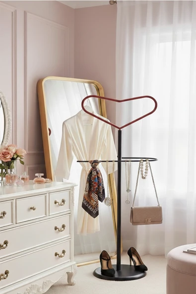 Hitit Dekorasyon Rosaline Metal Kalp Figürlü Dilsiz Uşak - 45x115 cm | Elektrostatik Fırın Boyalı ürün görseli 1