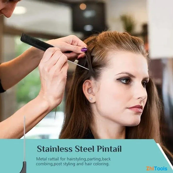 Zhltools 10 Parça Profesyonel Kuaför Tarak Seti - Saç Kesim, Ayırma, Şekillendirme ve Fön Tarağı - Resim 2