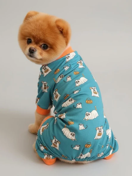 Puggy Pie Köpek Pijama Tulum | Küçük Irk Pamuklu Köpek Tulumu | Tüy Dökülmesini Azaltır | Penye Dog Pajamas - Resim 2