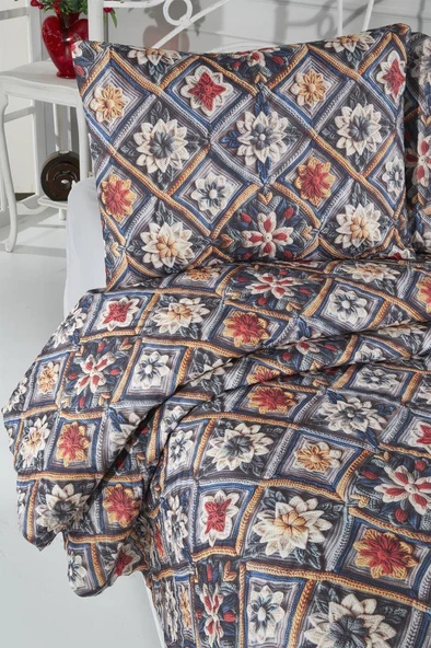 Floria Ultrasonik Kapitoneli 5D Baskılı Çift Kişilik Pike Takımı - Resim 5