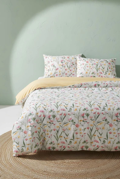 Botanical Çift Kişilik Naturel İpeksi Nevresim Takımı - Resim 2