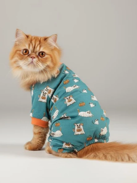 Puggy Pie Kedi Tulumu | Pamuklu Penye Kedi Kıyafeti | Küçük Irklar İçin | Tüy Dökülmesini Azaltır ürün görseli 1