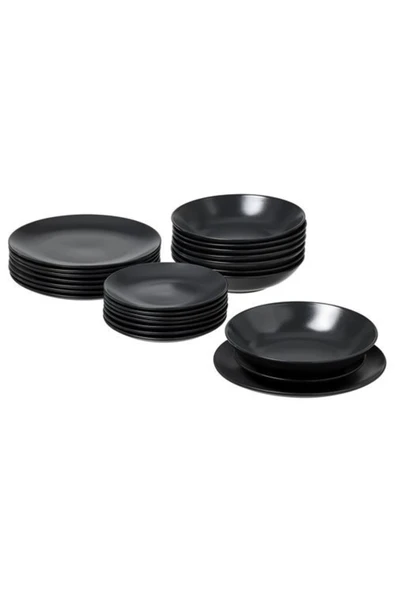 Fargklar yemek takımı, mat koyu gri, 18 parça ürün görseli