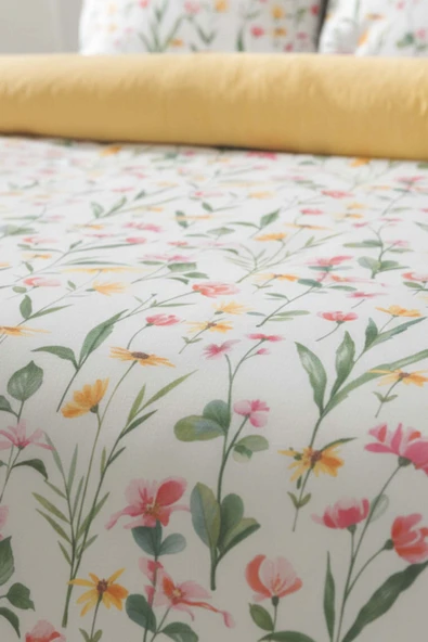 Botanical Çift Kişilik Naturel İpeksi Nevresim Takımı - Resim 4